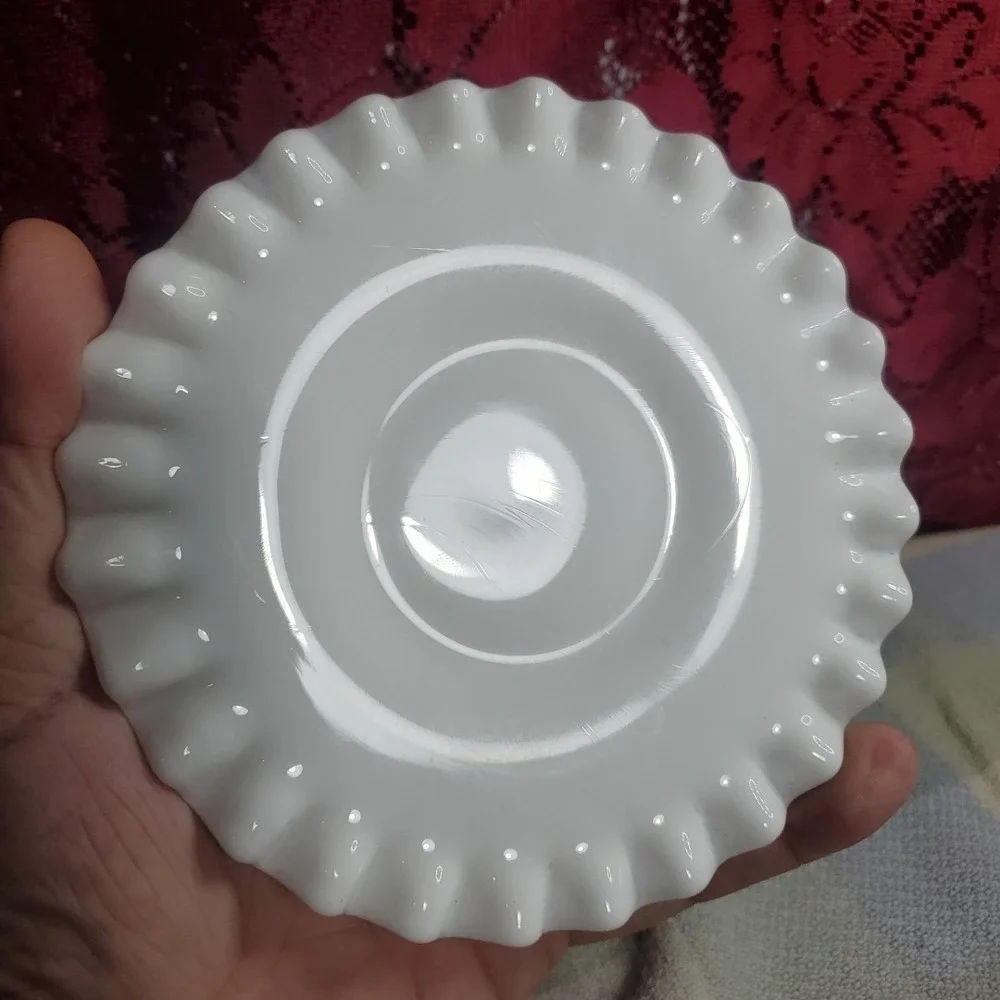 Vintage Fenton Milk Glass Hobnail‎ Mayonnaise Bowl and Underplate